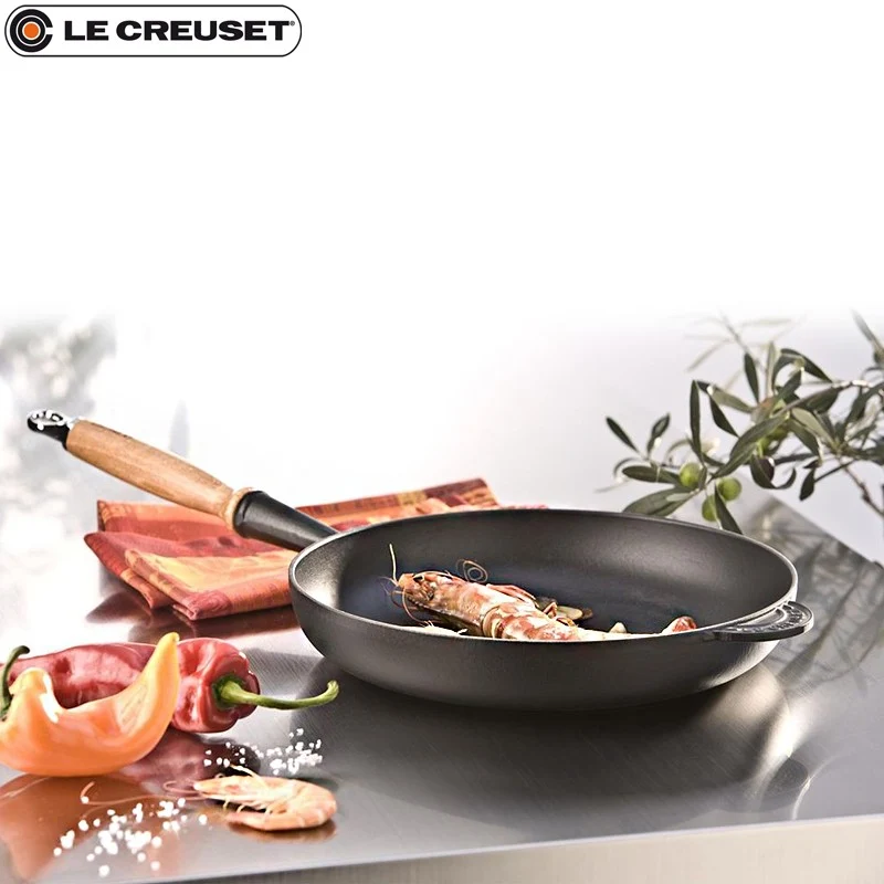 28 cm - Evolution Padella Alta In Ghisa Con Manico In Legno