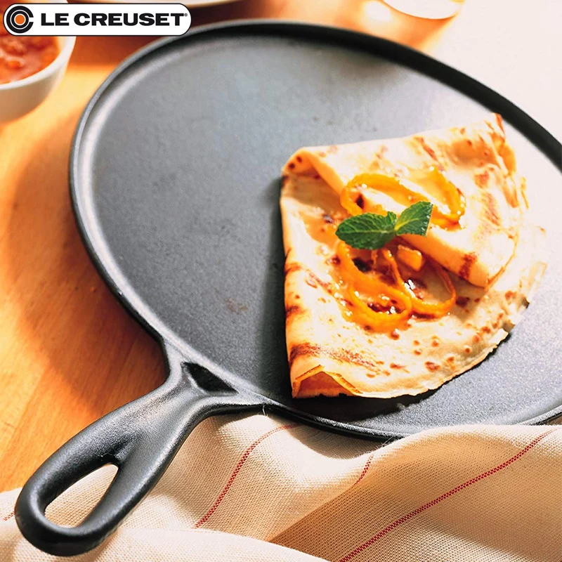 27 cm - Crepiera Rotonda In Ghisa Con Spatola In Legno