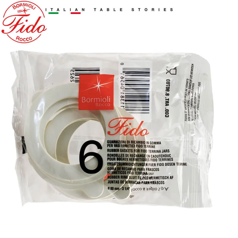 8 cm Fido Guarnizioni Fido In Vetro - Set 6 Pz