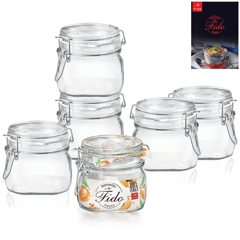 50 cl - Fido Vasetto Ermetico In Vetro Con Ricettario Fido - Set 6 Pz