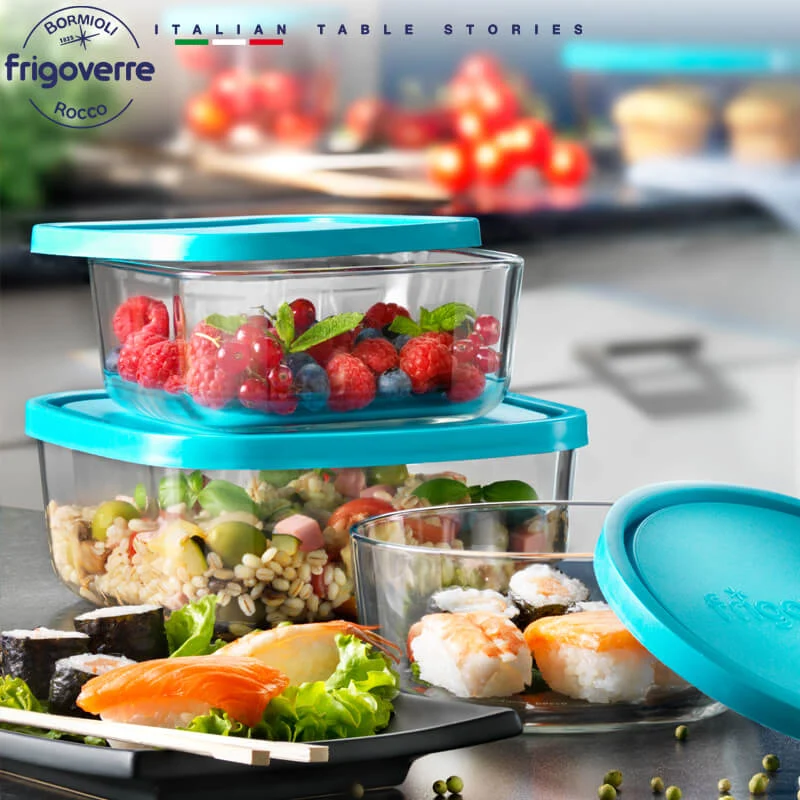 22x22cm Frigoverre Classic Contenitore Per Alimenti Quadrato