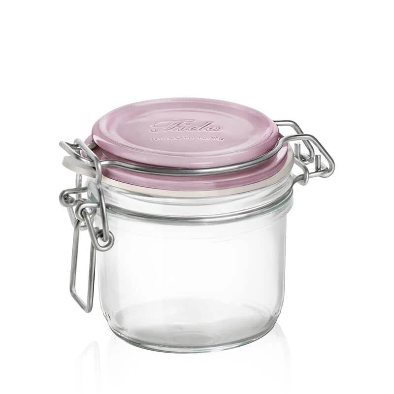 20 cl - Fido Aromateca Vasetto Ermetico Cilindrico In Vetro Tappo Rosa - Set 6 Pz