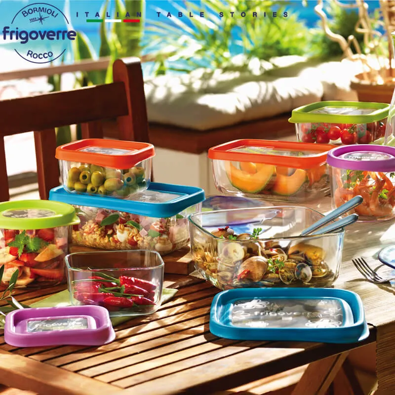 19x19 cm - Frigoverre Fun Contenitore Per Alimenti Quadrato In Vetro