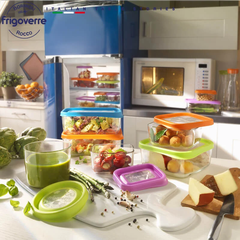 19x19 cm - Frigoverre Fun Contenitore Per Alimenti Quadrato In Vetro