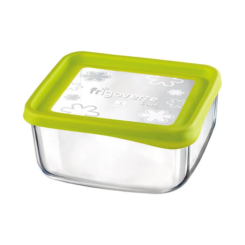 19x19 cm - Frigoverre Fun Contenitore Per Alimenti Quadrato In Vetro