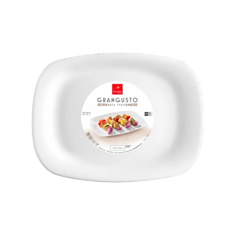28 cm - Grangusto Piatto Portata In Vetro Opale Temperato - Set 6 Pz