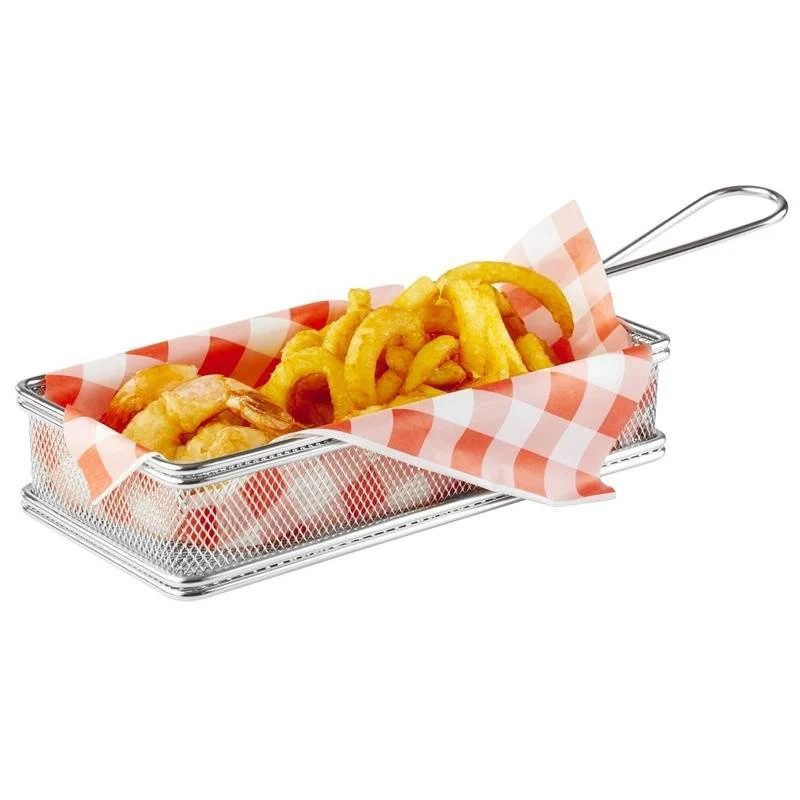 21.5x10.5 cm - Tableware Buffet & Display Cestello Porta Snack Rettangolare In Acciaio Inox