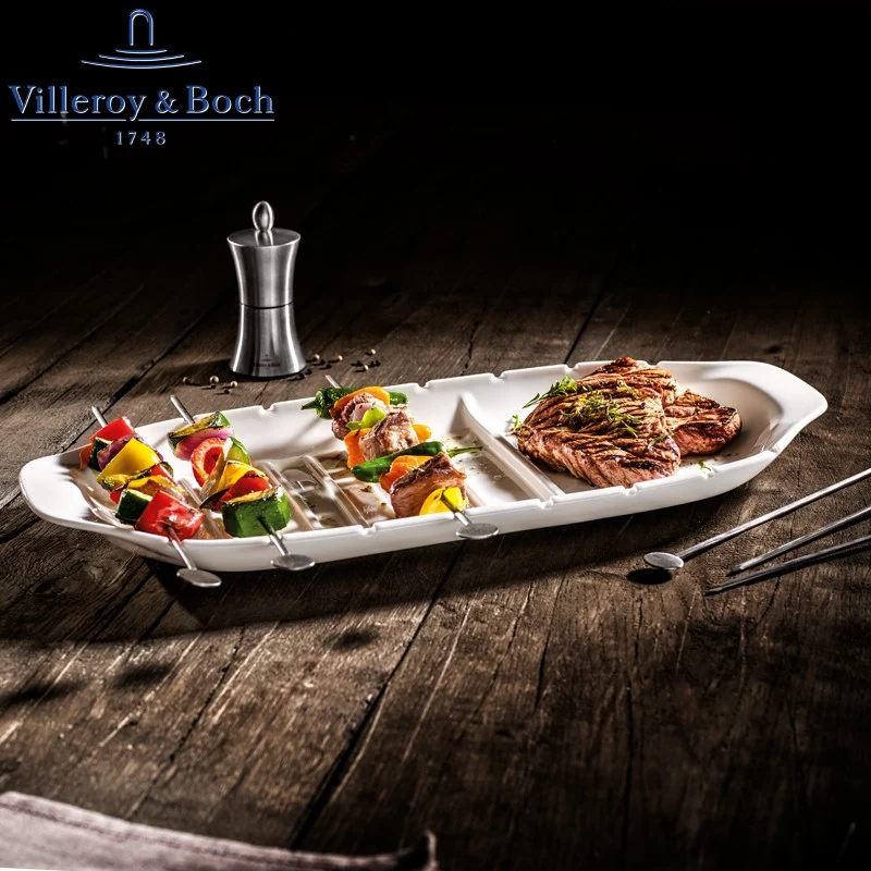 52x22 cm - BBQ Passion Piatto Portata In Porcellana