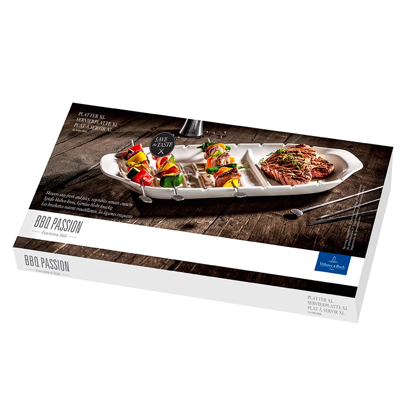 52x22 cm - BBQ Passion Piatto Portata In Porcellana