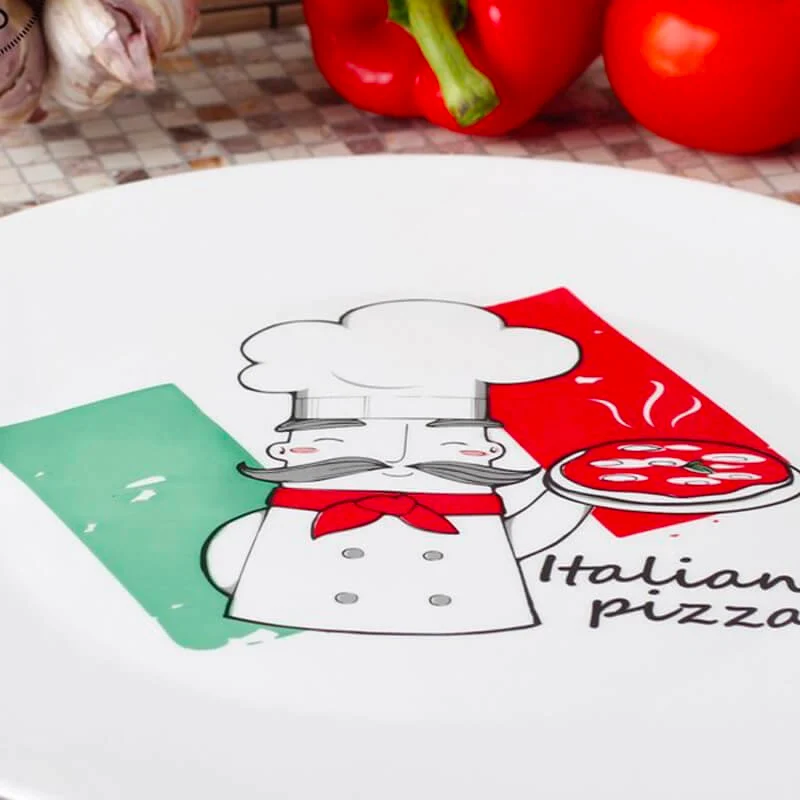 33 cm - Ronda Piatto Pizza In Vetro Opale Temperato - Set 2 Pz