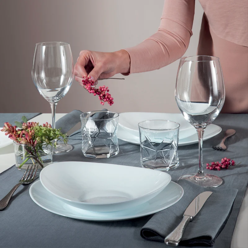 Prometeo Servizio Piatti In Vetro Opale - Set 18 Pz