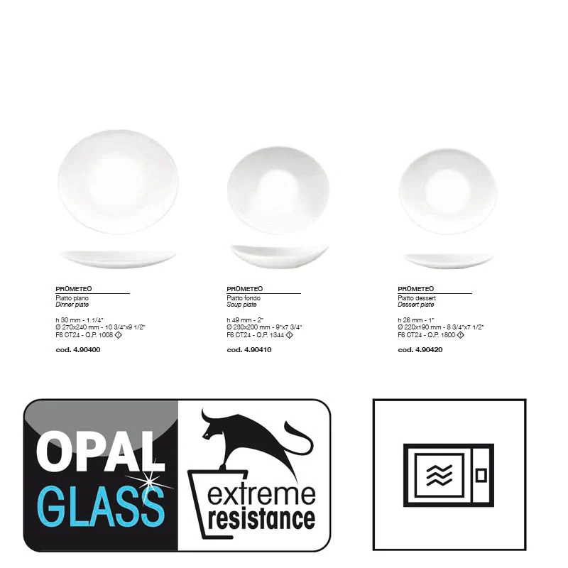Prometeo Servizio Piatti In Vetro Opale - Set 18 Pz