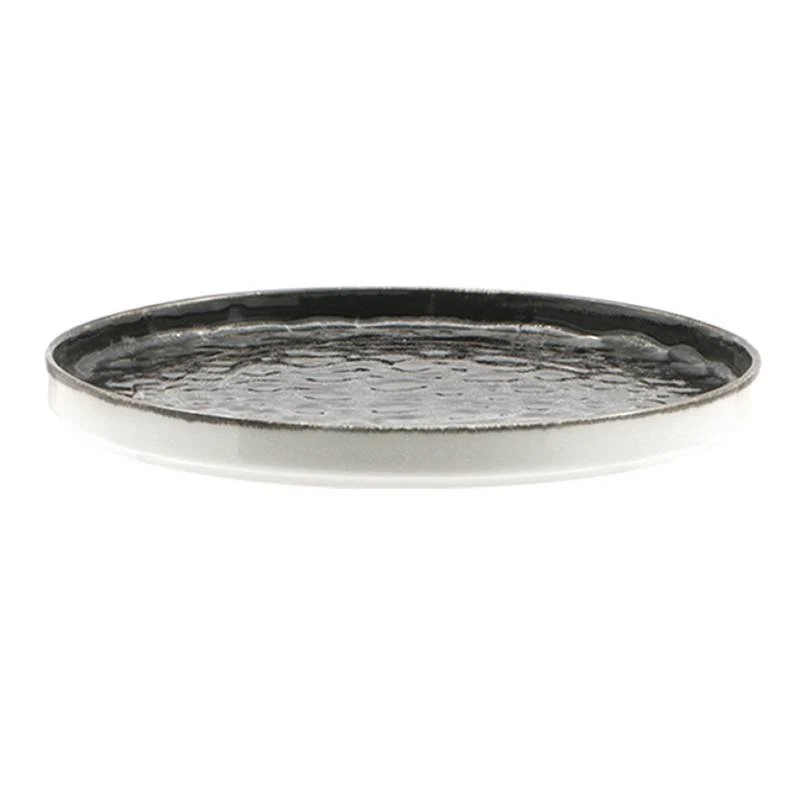 28 cm - Matheria Black Piatto Piano In Porcellana