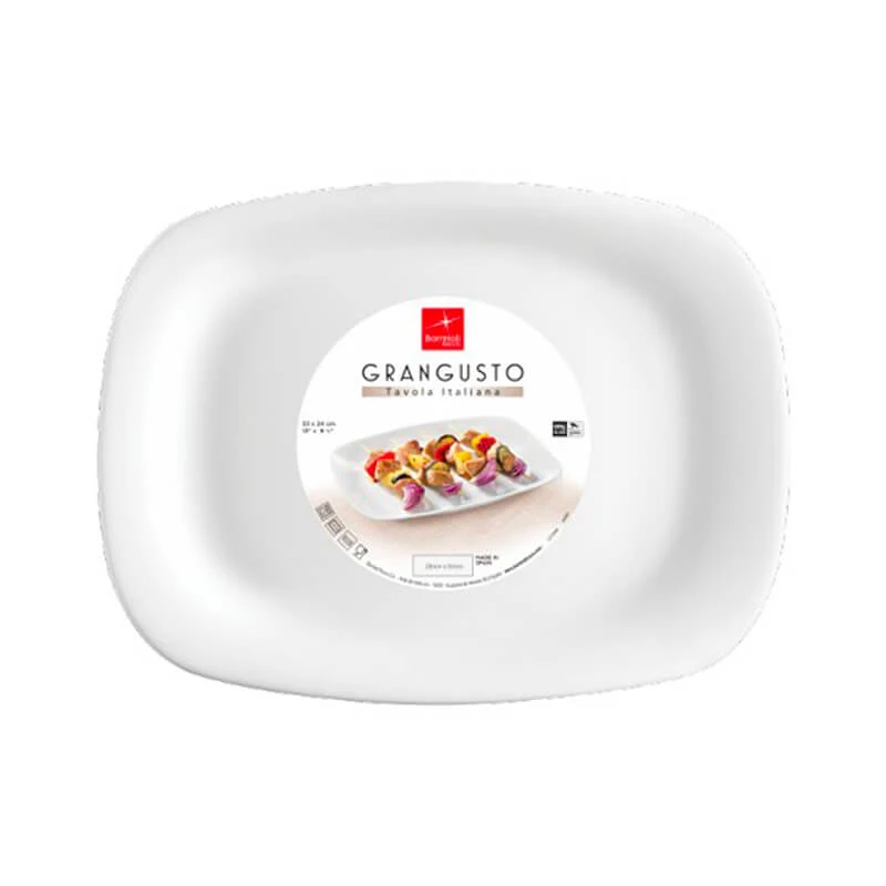 33 cm - Grangusto Piatto Bistecca In Vetro Opale Temperato - Set 6 Pz