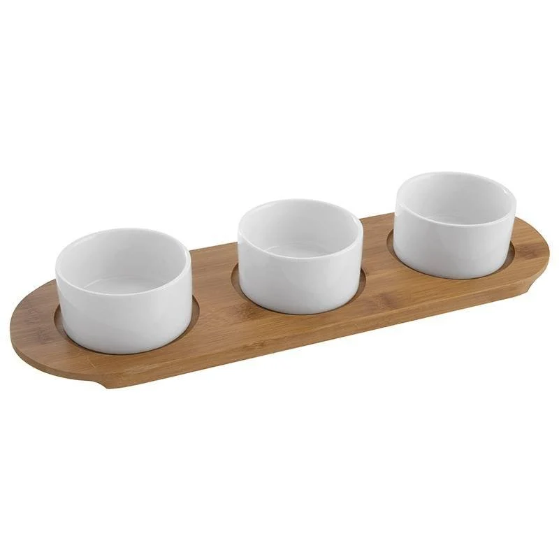 Happy Hour Coppette per Aperitivo Con Cloche e Supporto Vassoio In Legno - Set 7 Pz