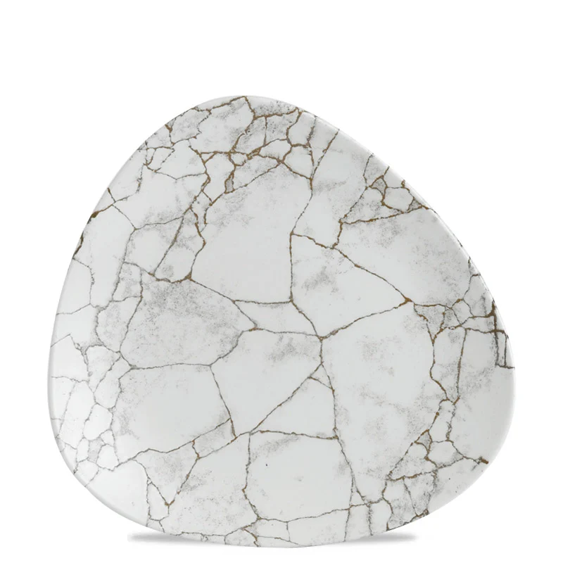 26.5x26.5 cm - Studio Prints Kintsugi Piatto Piano Triangolare In Porcellana Vetrificata