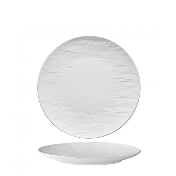 27 cm - Erosion Piatto Piano In Porcellana - Set 3 Pz