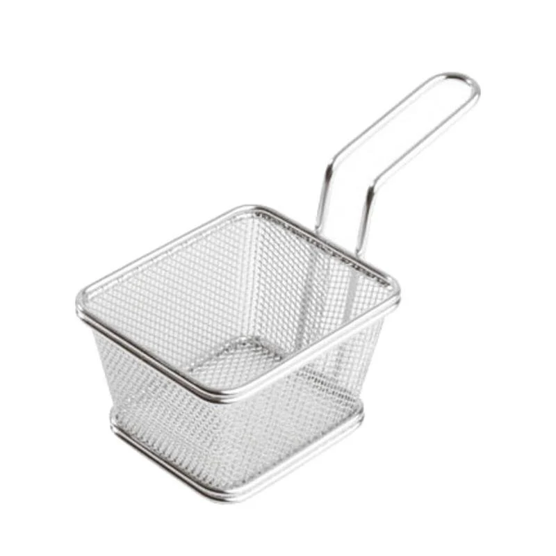 10x8.5 cm - Tableware Buffet & Display Cestello Porta Snack Quadrato In Acciaio Inox