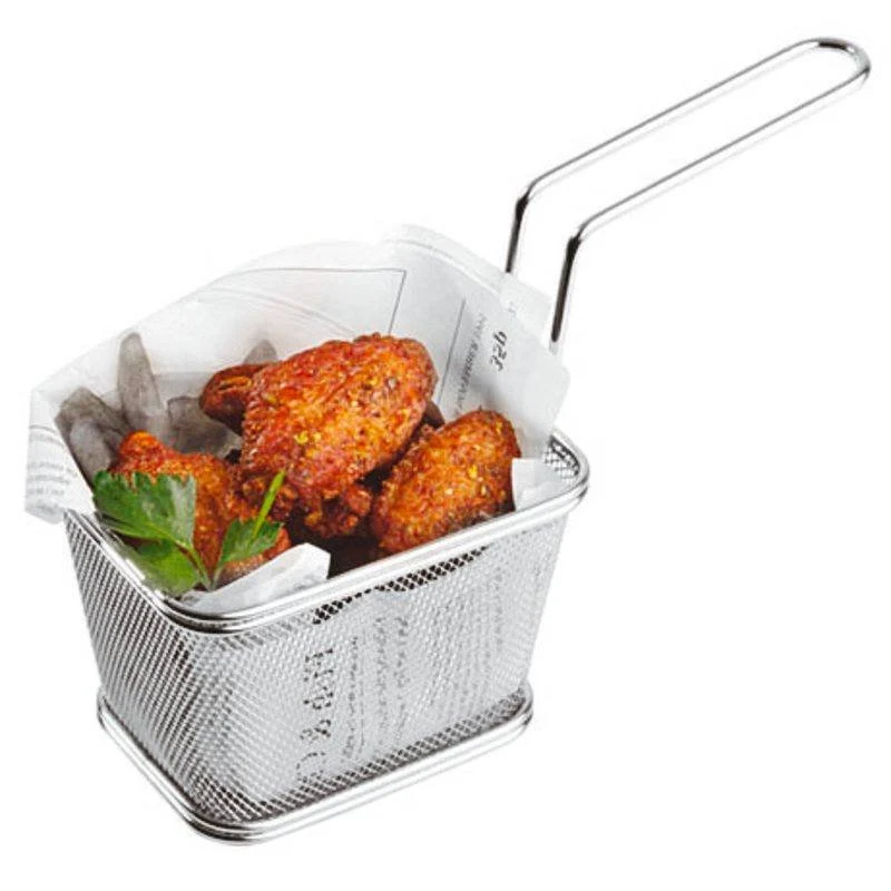 10x8.5 cm - Tableware Buffet & Display Cestello Porta Snack Quadrato In Acciaio Inox