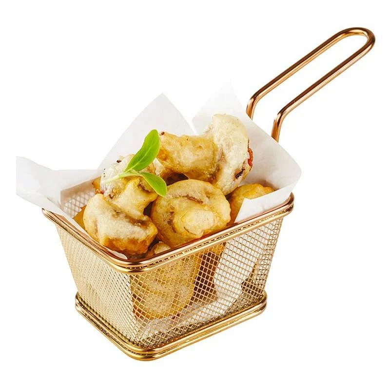 10x8.5 cm - Tableware Buffet & Display Cestello Porta Snack Quadrato In Acciaio Inox