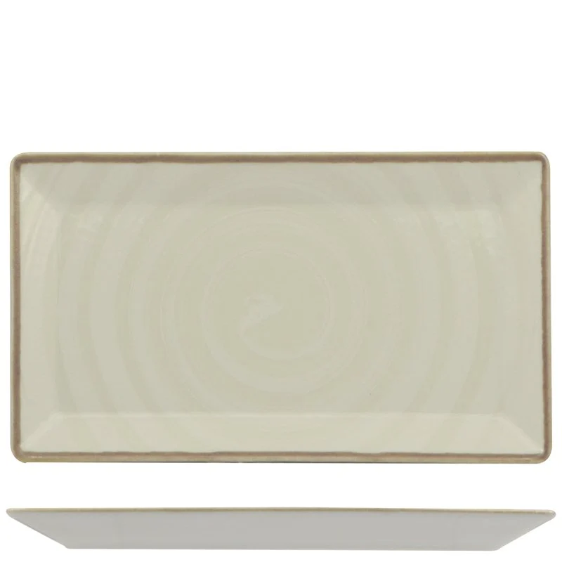 29x17.5 cm - Vortex Piatto Vassoio Rettangolare In Porcellana - Set 6 Pz