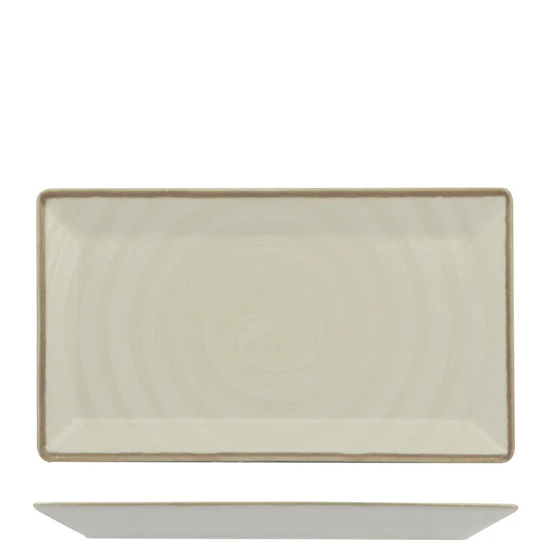 26x15 cm - Vortex Piatto Vassoio Rettangolare In Porcellana - Set 10 Pz