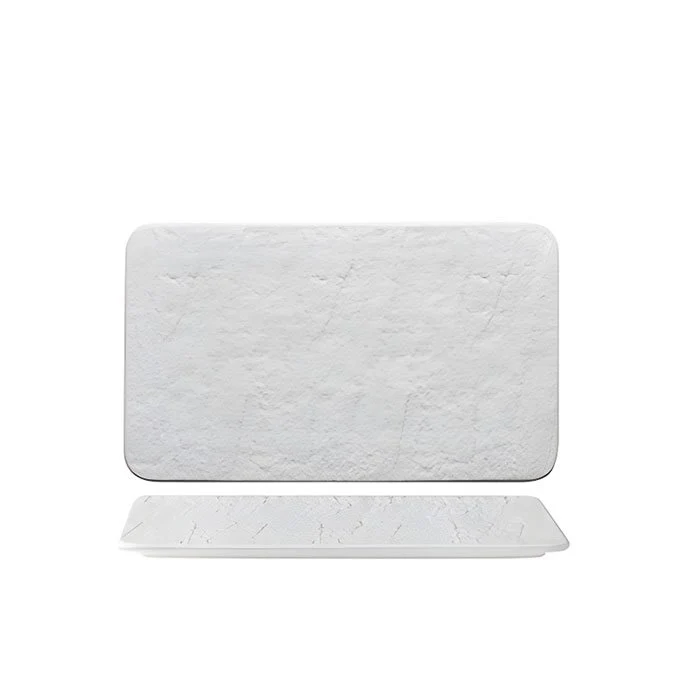 25x15 cm - Erosion PIatto Vassoio Rettangolare In Porcellana - Set 6 Pz