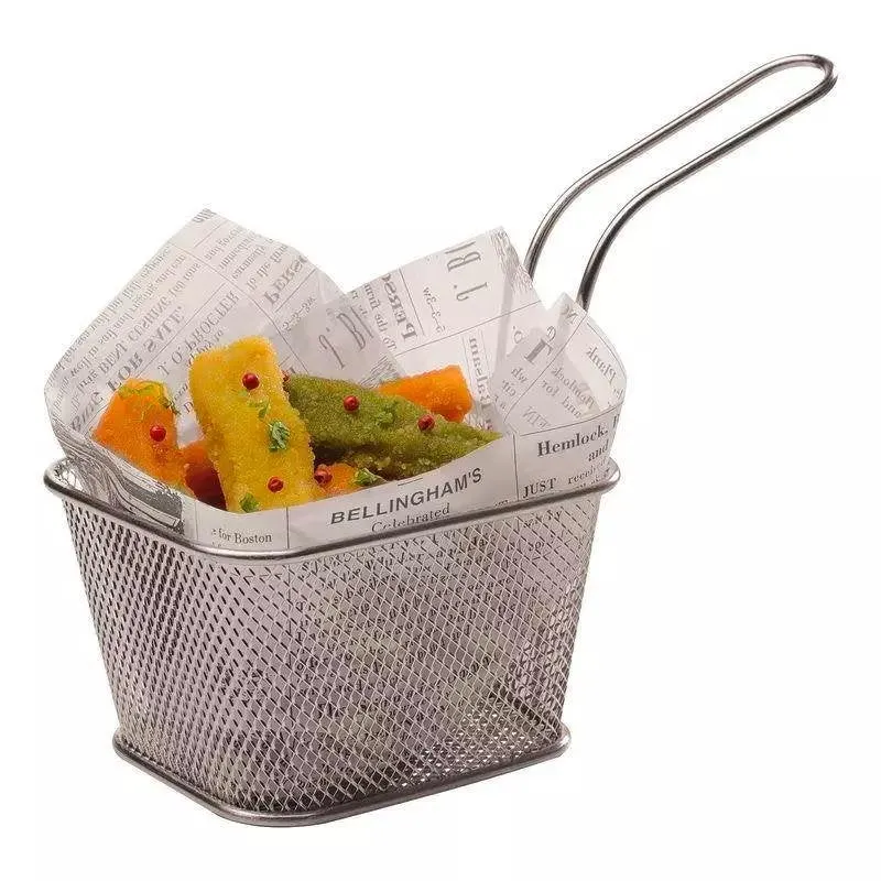 13x10 cm - Tableware Buffet & Display Cestello Porta Snack In Acciaio Inox