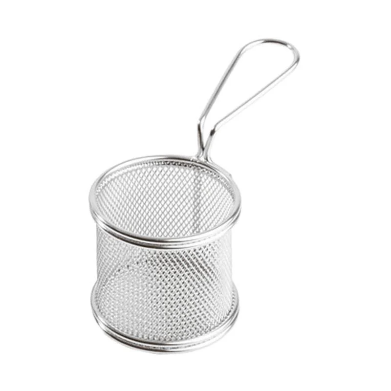 8 cm - Tableware Buffet & Display Cestello Porta Snack Rotondo In Acciaio Inox