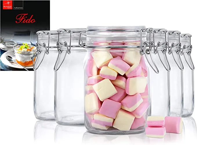 100 cl - Fido Vasetto Ermetico In Vetro Con Ricettario Fido - Set 6 Pz