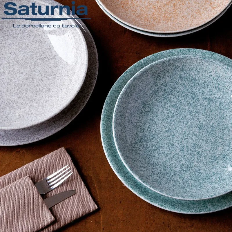33 cm - Granito Piatto Pizza In Porcellana - Set 6 Pz