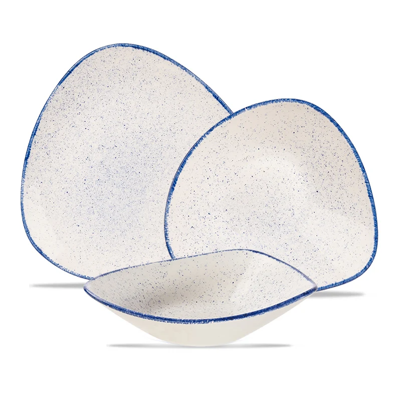 Stonecast Servizio Piatti Triangolare In Porcellana Vetrificata - Set 12 Pz