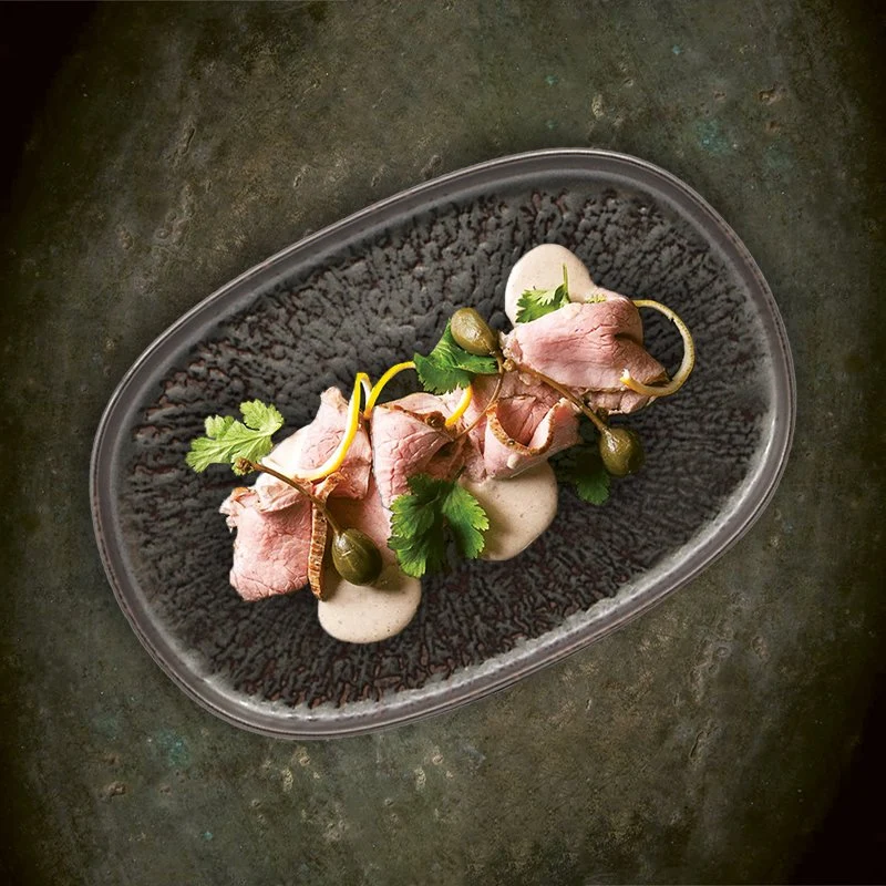 33 cm - Taal PIatto Vassoio Ovale In Stoneware - Set 4 Pz