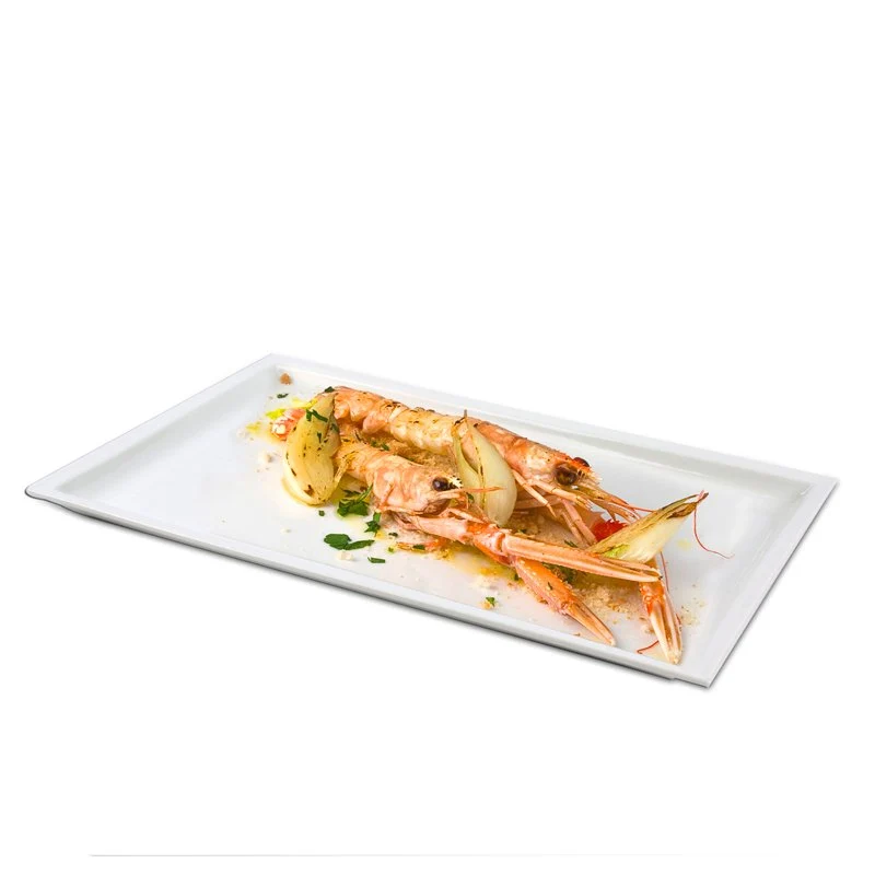 36x22 cm - Justwhite Piatto Presentazione Rettangolare In Porcellana - Set 3 Pz