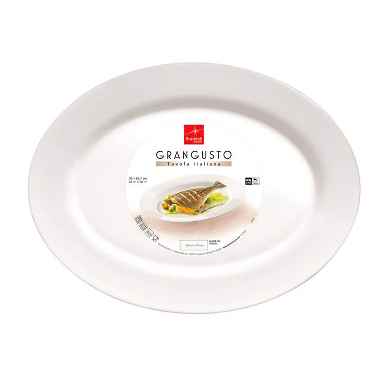 35 cm - Grangusto Piatto Portata In Vetro Opale Temperato - Set 6 Pz
