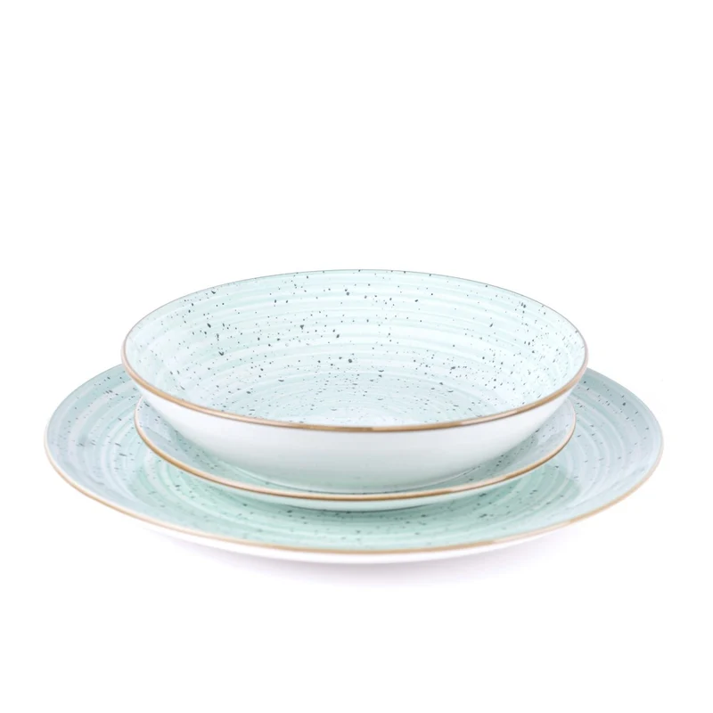 Metropolis Pepper Bamboo Servizio Piatti In Porcellana - Set 18 Pz