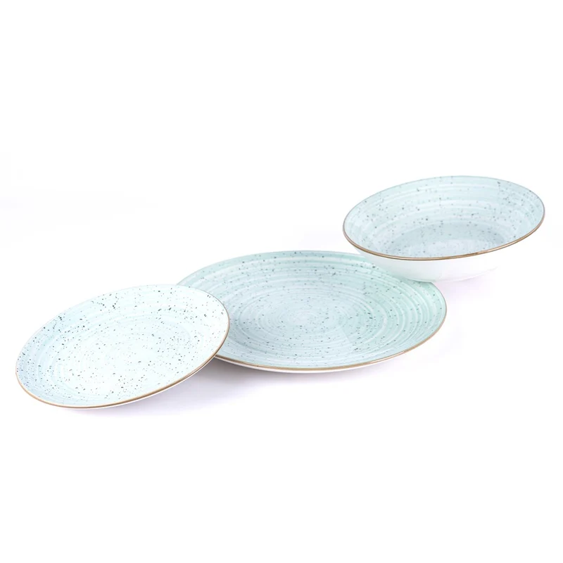 Metropolis Pepper Bamboo Servizio Piatti In Porcellana - Set 18 Pz