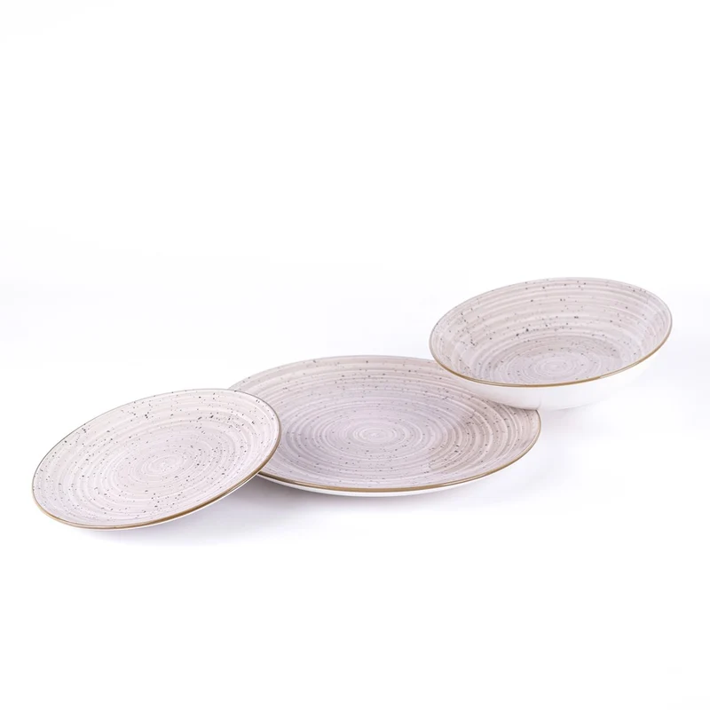 Metropolis Pepper Bamboo Servizio Piatti In Porcellana - Set 18 Pz