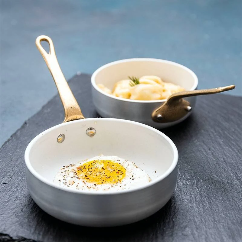 12 cm - Miniature Mini Padella In Alluminio Con Manico In Ottone
