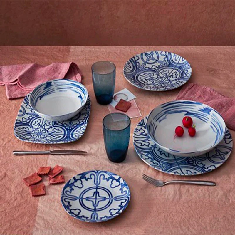 26 cm - Seaside Piatto Piano In Porcellana - Set 6 Pz