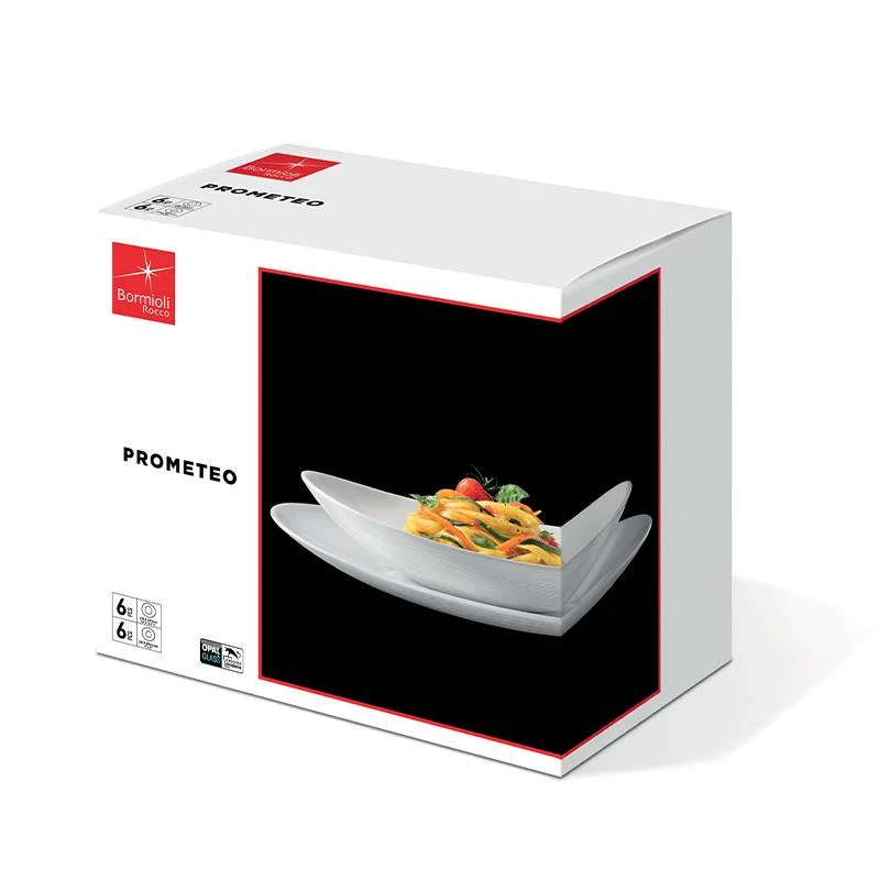 Prometeo Servizio Piatti In Vetro Opale - Set 12 Pz