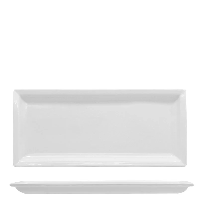 31x13.7 cm - Justwhite Piatto Presentazione Rettangolare In Porcellana - Set 4 Pz