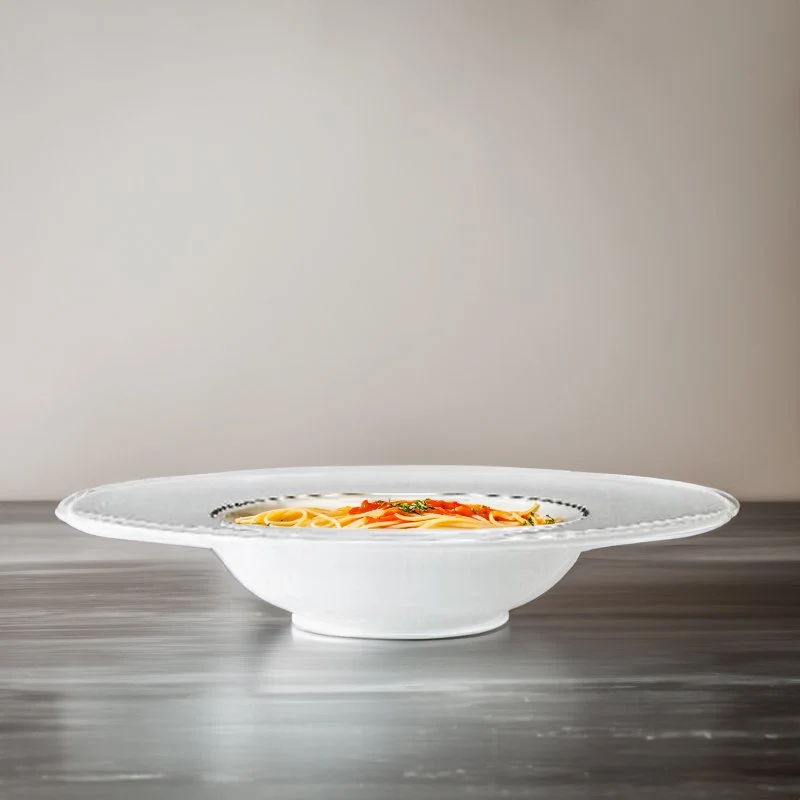 27 cm - Ligne D'Or Piatto Pasta In Porcellana - Set 6 Pz