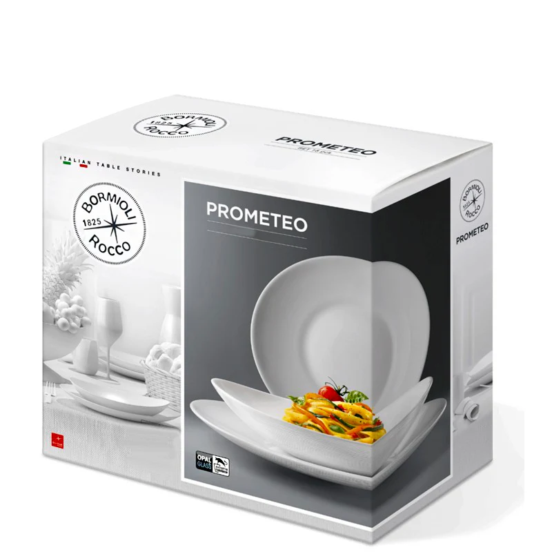 Prometeo Servizio Piatti In Vetro Opale - Set 20 Pz