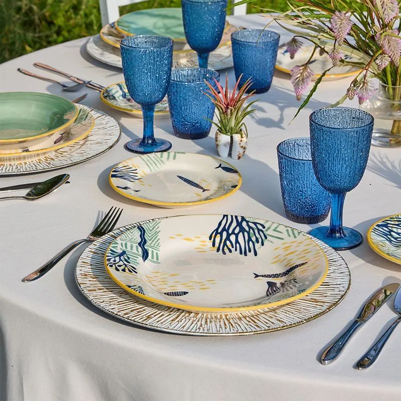 Vela Antigua Servizio Piatti In Stoneware - Set 18 Pz