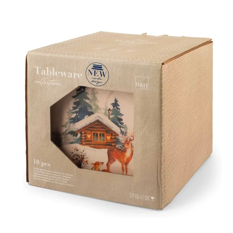 Frosty Nordic Servizio Piatti In Porcellana - Set 18 Pz