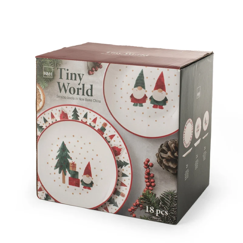 Tiny World Servizio Piatti In Porcellana - Set 18 Pz