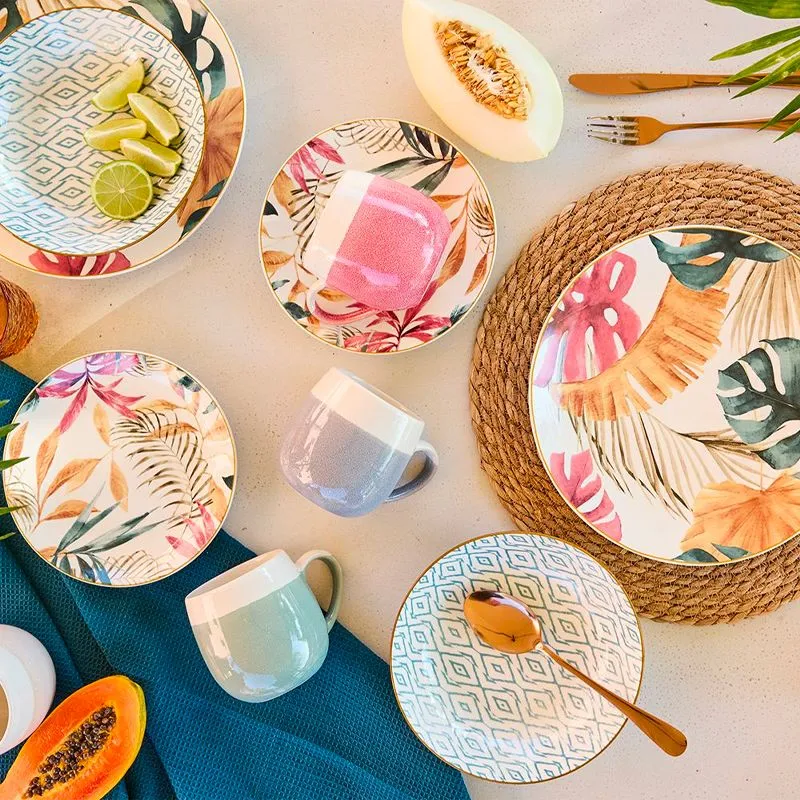 Madison Tropical Rosé Servizio Piatti In Porcellana - Set 18 Pz