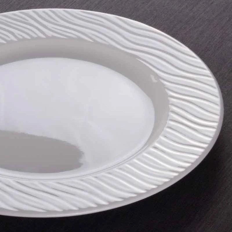 30 cm - Ripple Piatto Fondo In Porcellana - Set 12 Pz