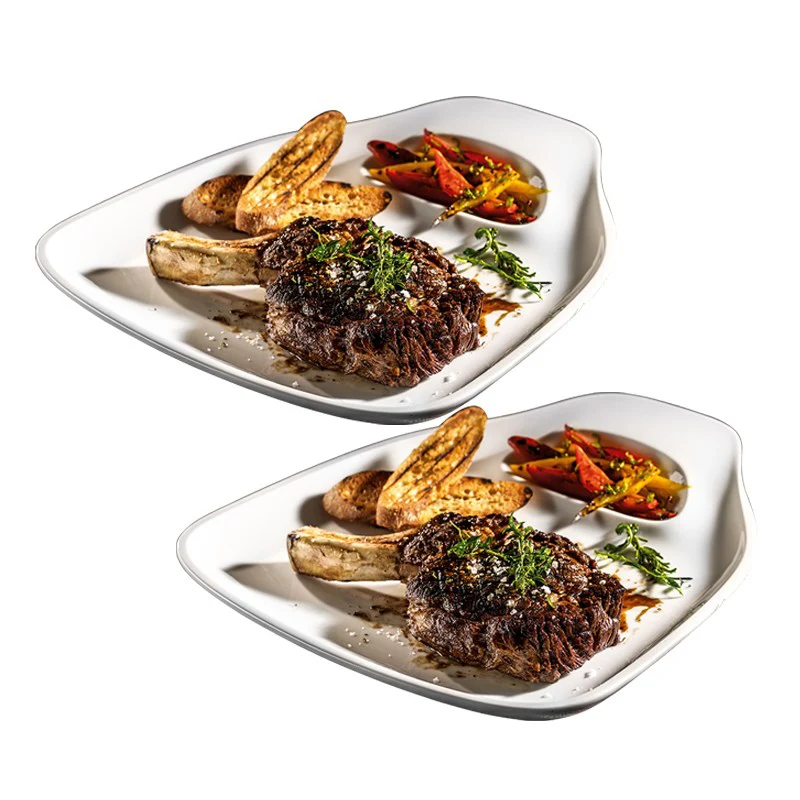 30.9x28.8 cm - BBQ Passion Piatto Bistecca In Porcellana - Set 2 Pz